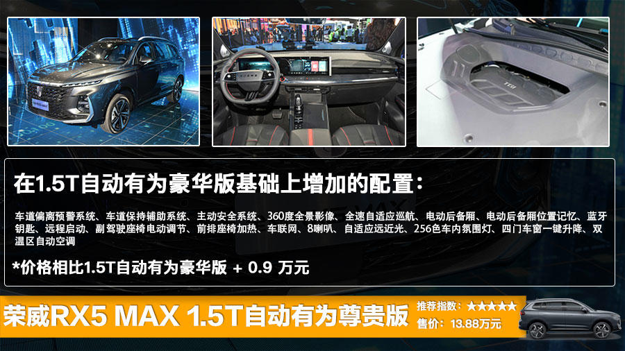 全新荣威RX5 MAX正式上市 售12.98万起，全系五款车型哪款更划算?