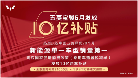 响应国家政策五菱宝骏发放十亿购车补贴
