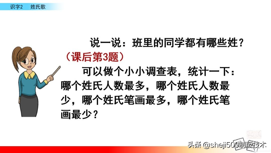 【预习】部编版一年级语文下册识字2《姓氏歌》知识点+图文讲解