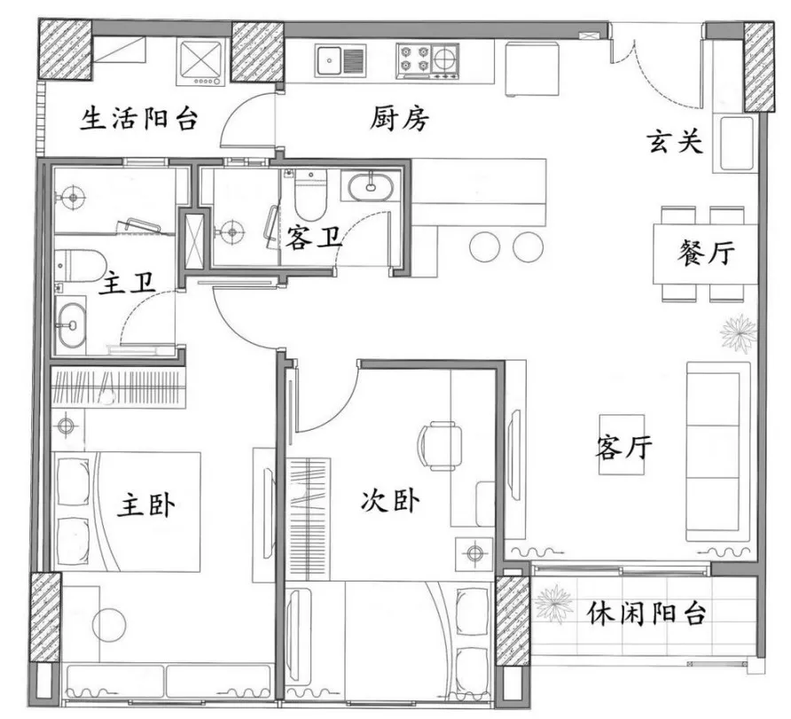 86㎡裝潢太佛系，沒有一件多餘家具，要多簡單有多簡單