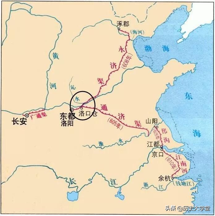 隋朝大运河示意图（大运河被拉直的背后原因揭晓）