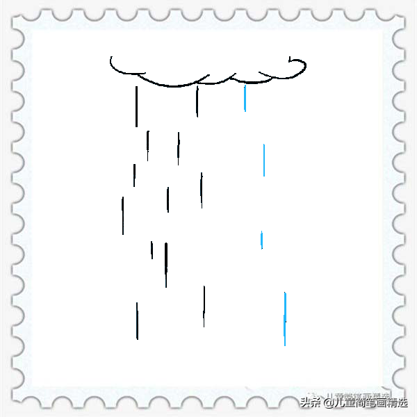 儿童简笔画精选【天气】-雨水（Rain）的绘画步骤