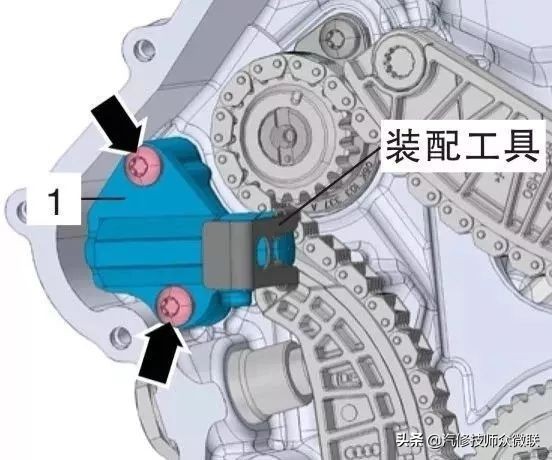 大众EA888发动机正时链条和高压油泵安装图