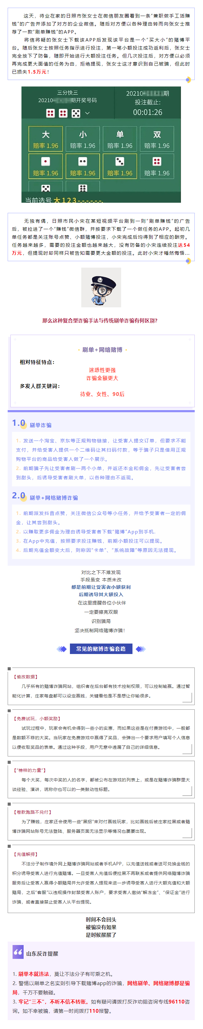 还相信刷单+赌博=暴富？山东已有人一日被骗50万！