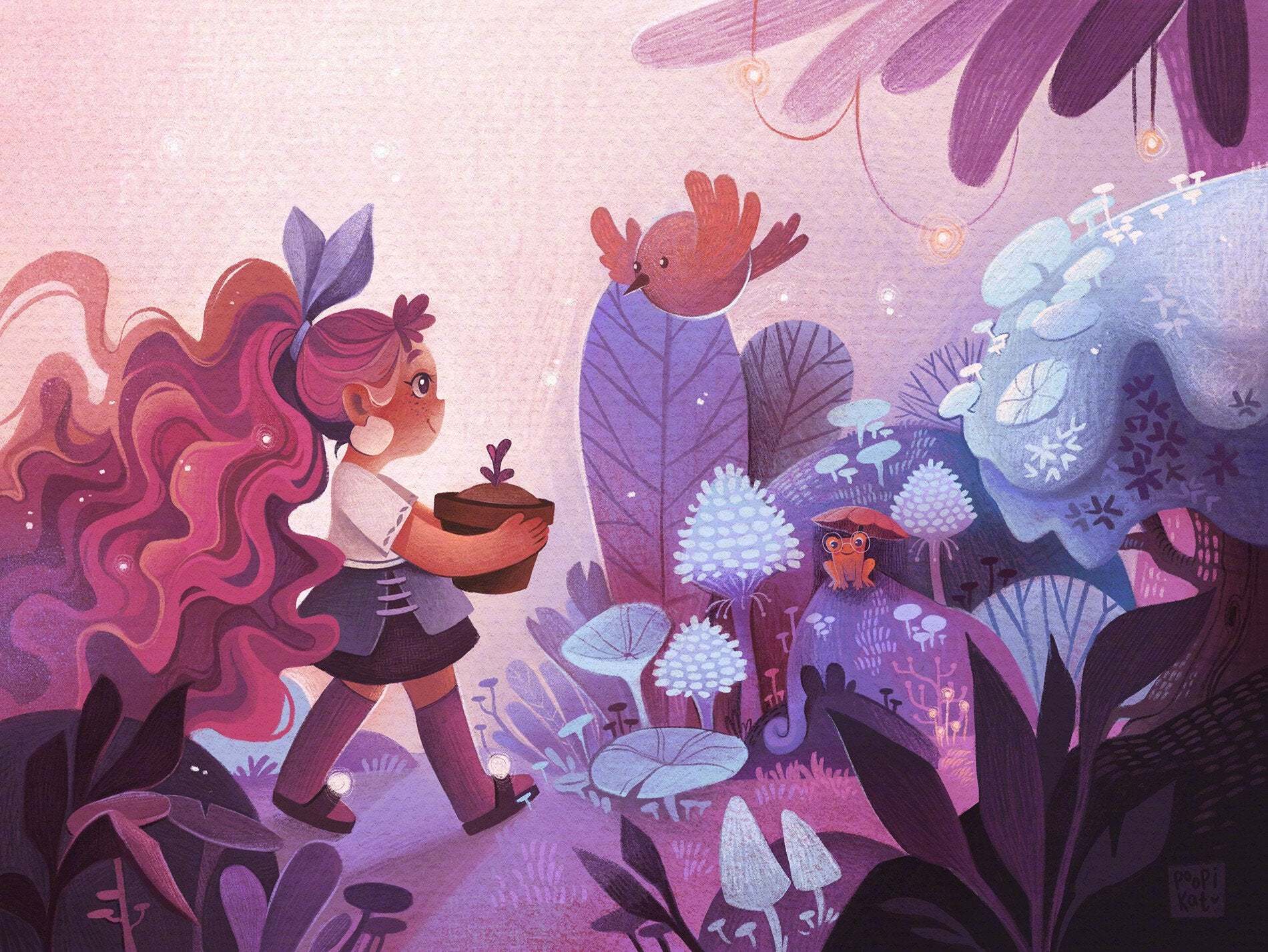 可爱灵动的童话风人物角色,画面恰到好处的质感看起来很舒适