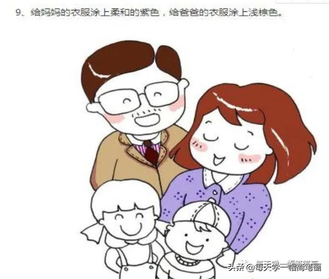 每天学一幅简笔画--幼儿幸福的一家人简笔画图片