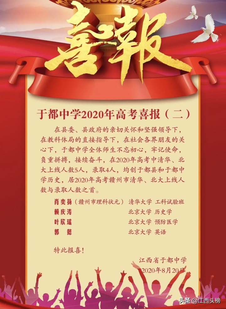 赣州县市重点高中前五强，有你母校吗？