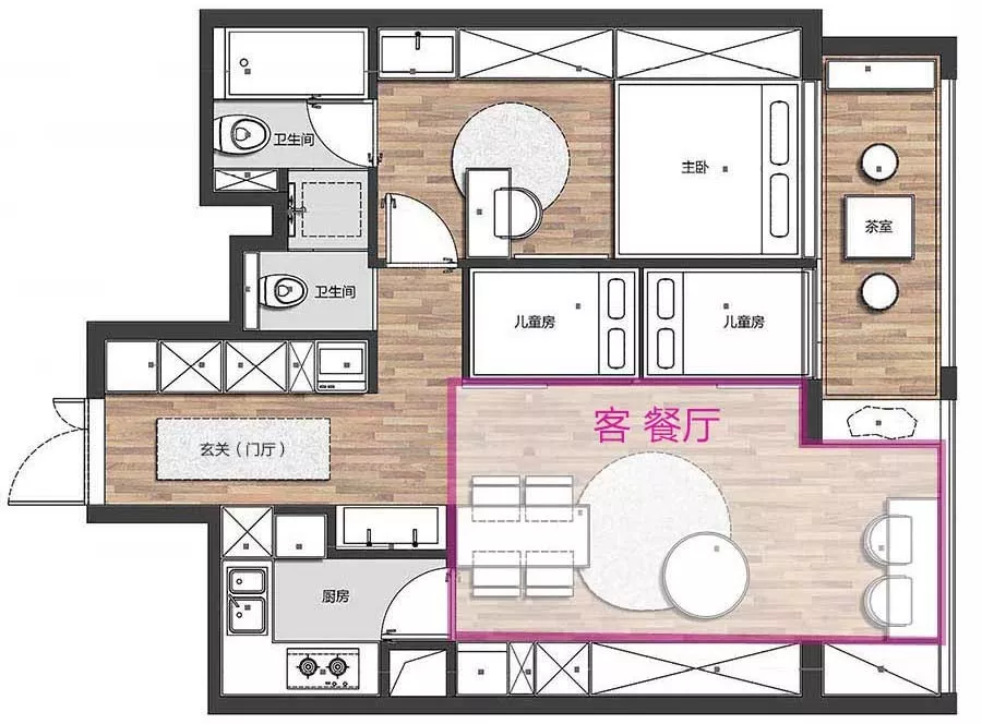 北京59㎡混搭公寓,住进一家四口,还有练跆拳道空间,宽敞