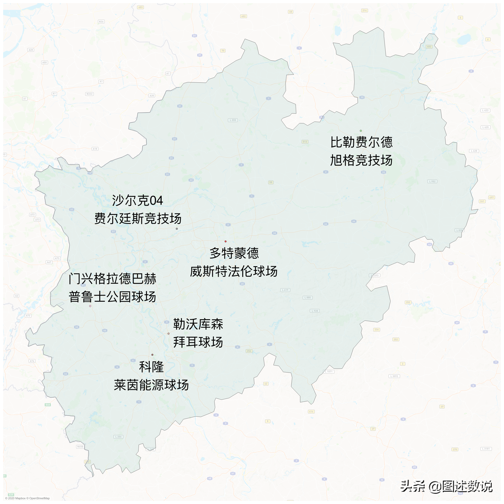 德甲有什么足球队(收藏 | 新赛季德甲18队地理位置完整分析)