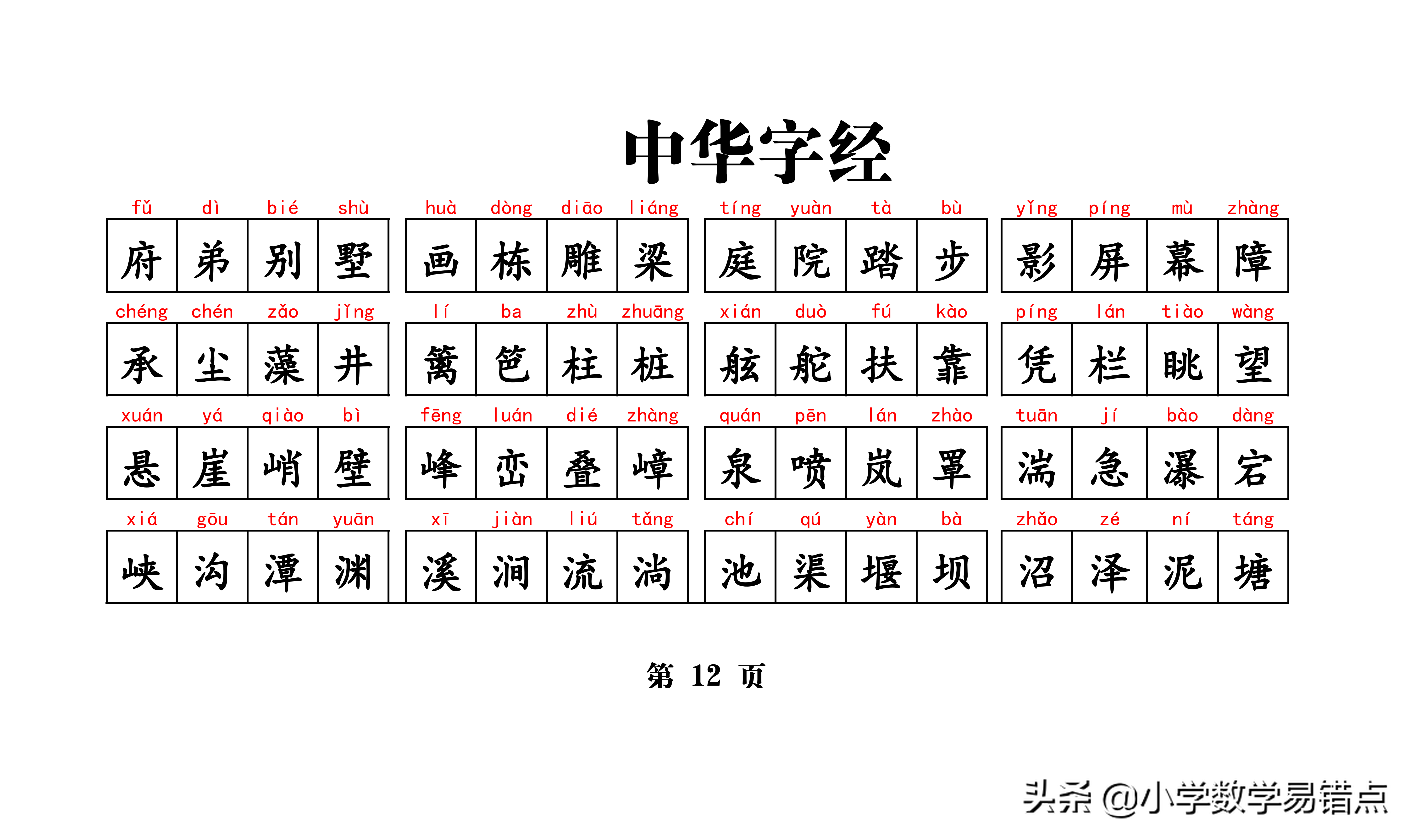 常用带拼音4000汉字《中华字经》4字一句，8字一韵，收藏好每天读