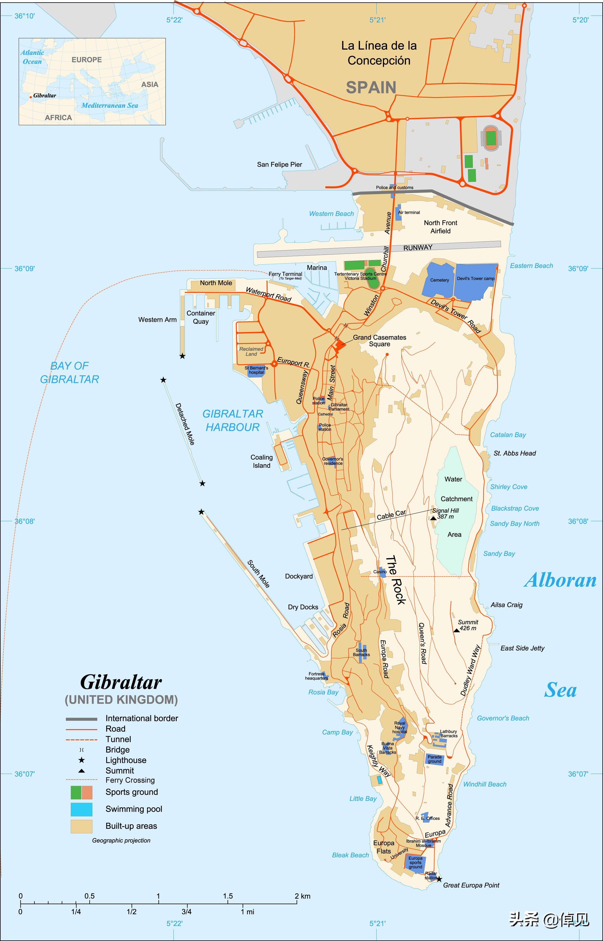 直布罗陀海峡地图图片