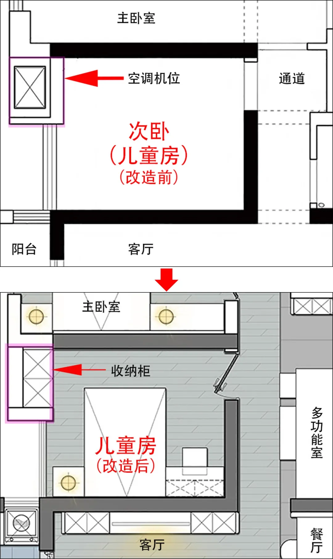 深圳88㎡户型爆改，砸掉1室1卫换来大3厅，三口之家装出育儿室