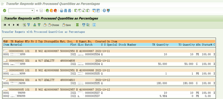 SAP WM 顯示TR ITEM的標準報表LX09