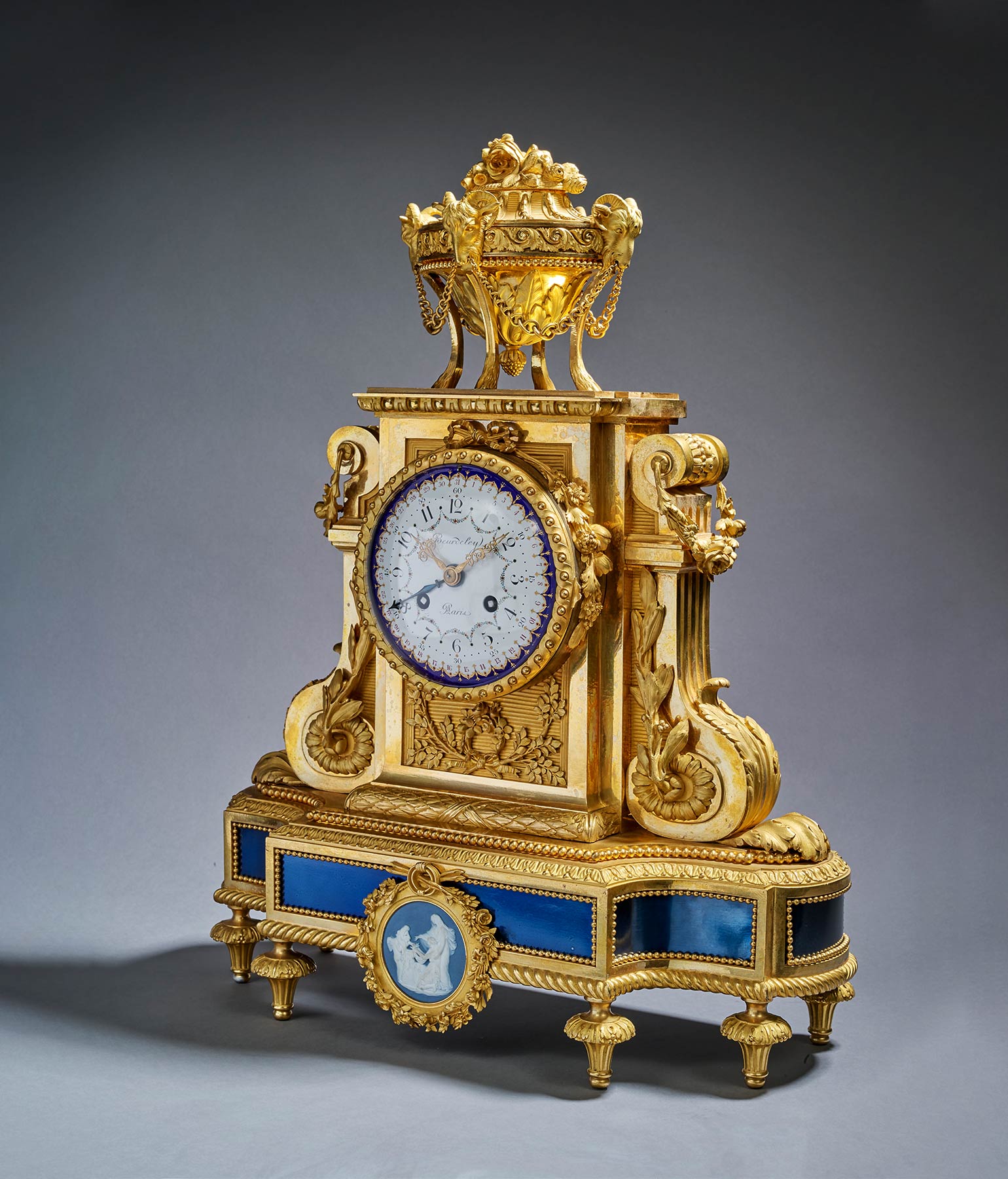 欧洲古董钟表艺术，法国十九世纪壁炉装饰成套景观钟表