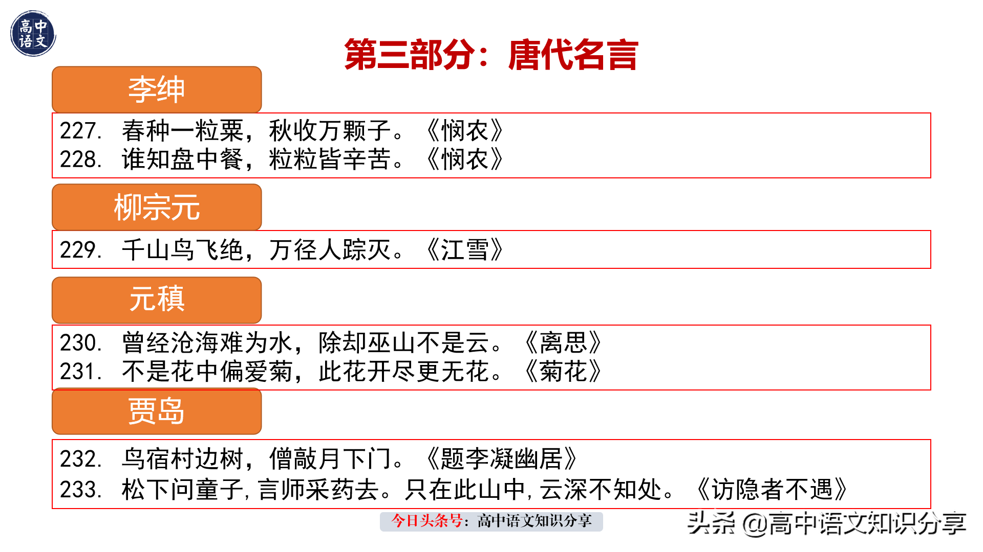 高中生必背的历朝历代名篇名句400句，先秦汉魏唐宋元明清近现代