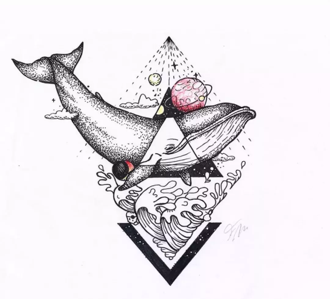 纹身手稿|鲸鱼