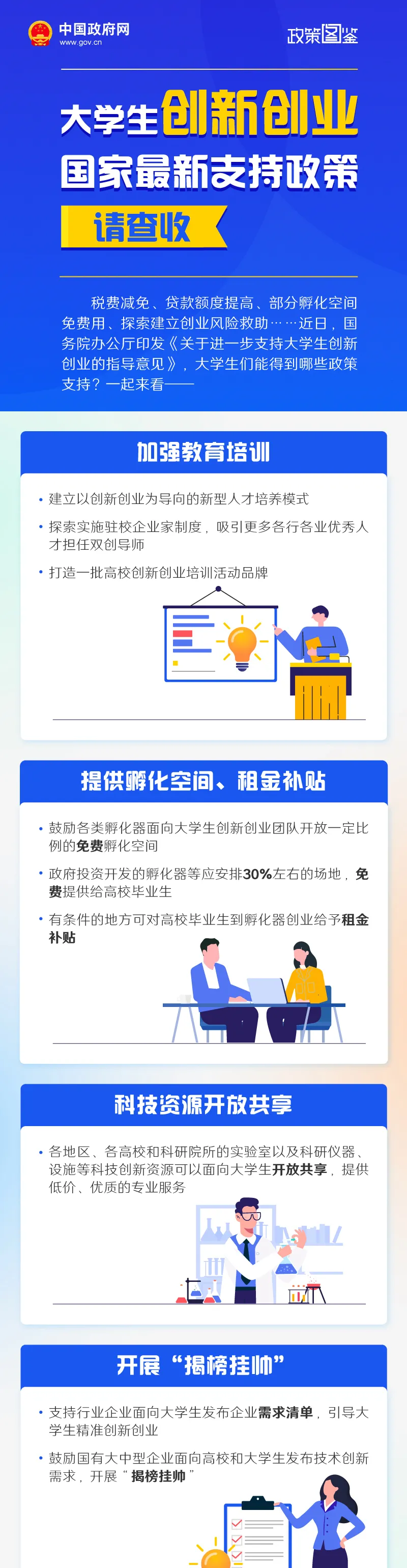 大学生创新创业，国家最新支持政策请查收