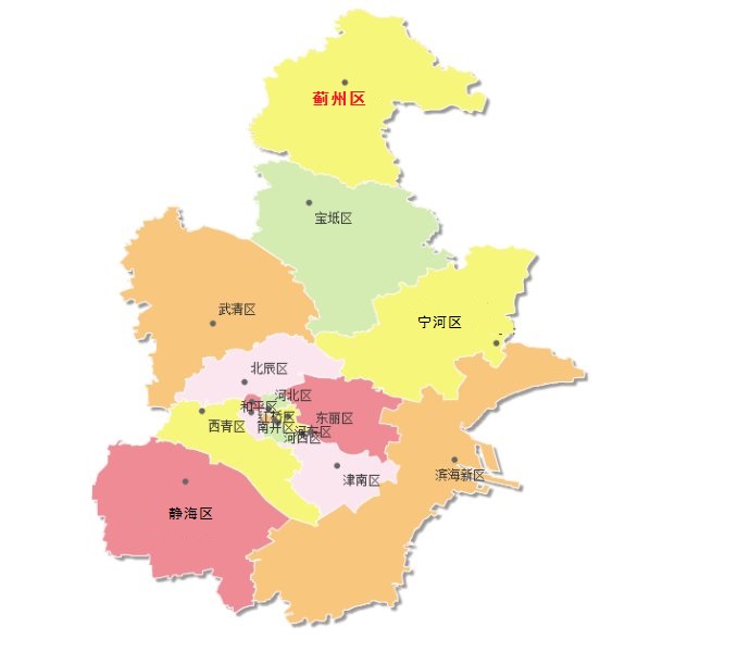 天津市下辖16个区:黄浦区,徐汇区,长宁区,静安区,普陀区,虹口区,杨浦