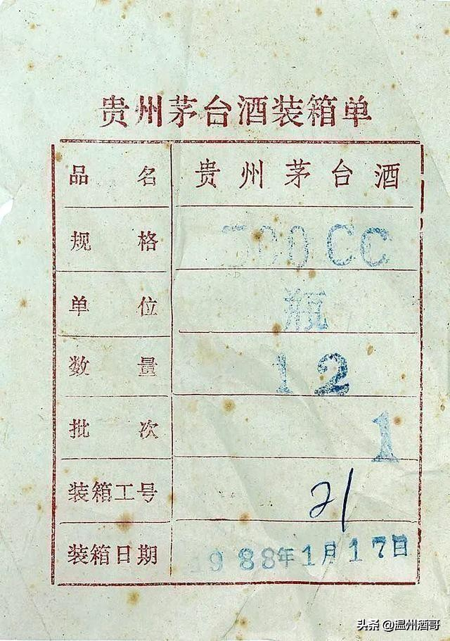 近40年茅台酒合格证大全