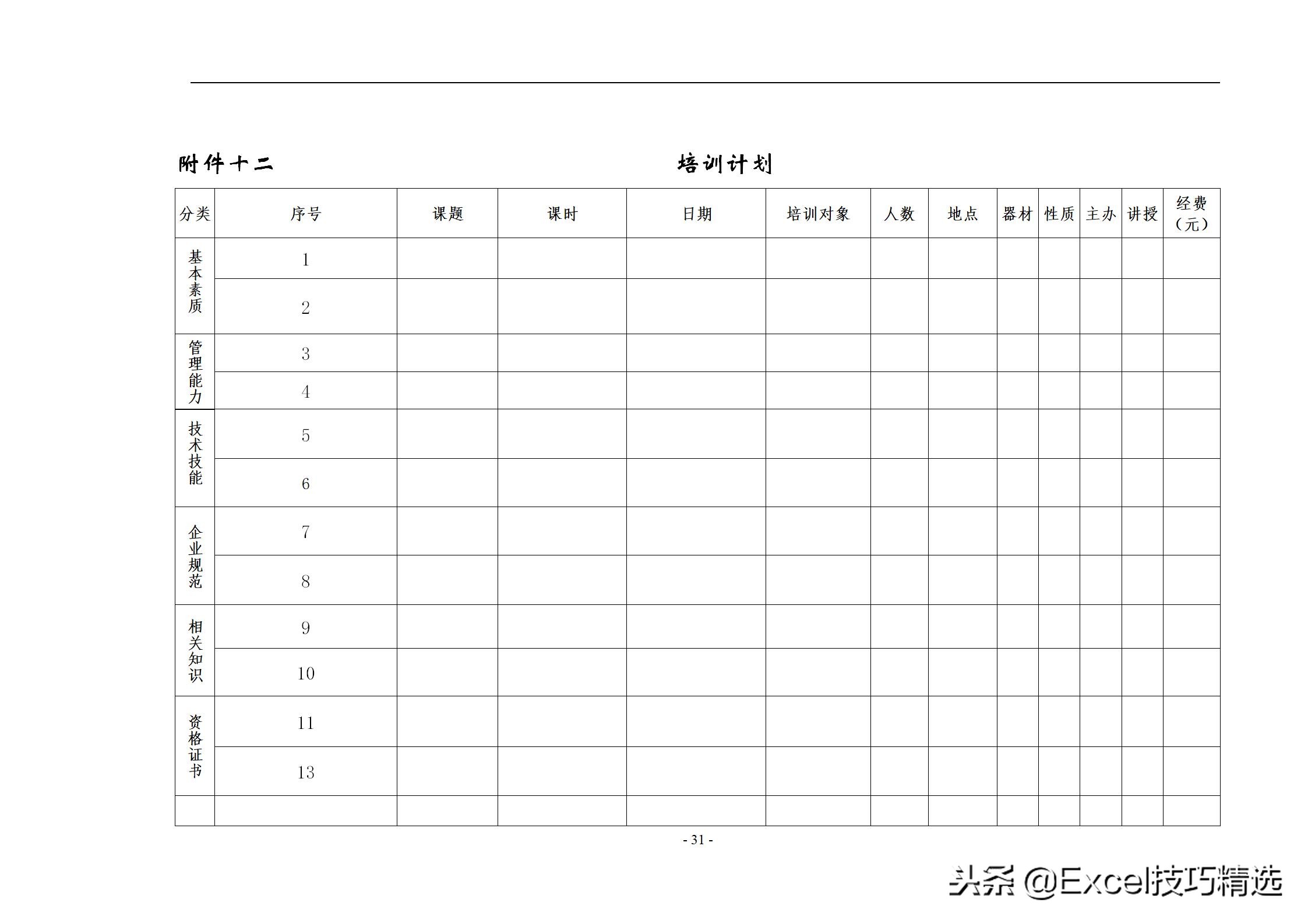 40页的员工培训手册，含制度 方案 计划 实施 评估 流程 管理表格