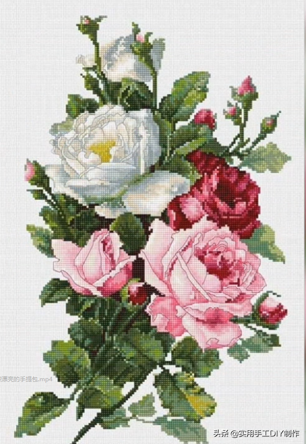 「十字绣图」35款精美的十字绣花朵装饰图案