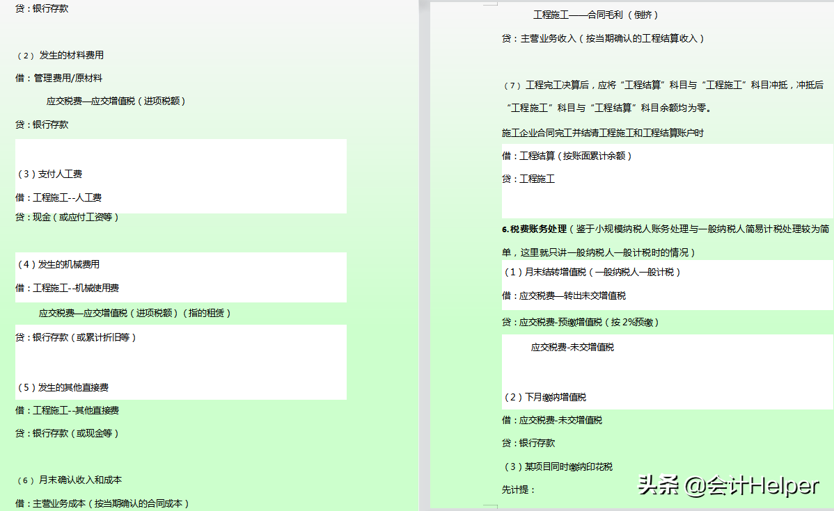 建筑会计工作经验分享：建筑会计分录+会计科目+成本核算，全了