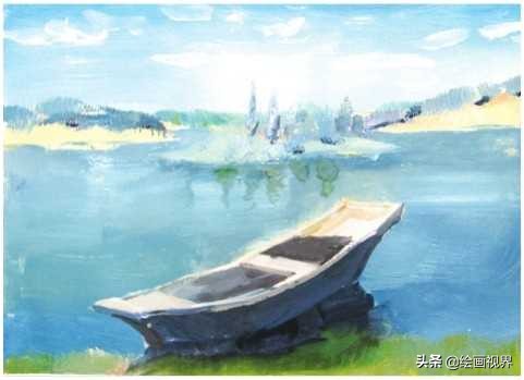 泊船，溪流的画法图解，原来水彩这么画才好看，一起来学习！