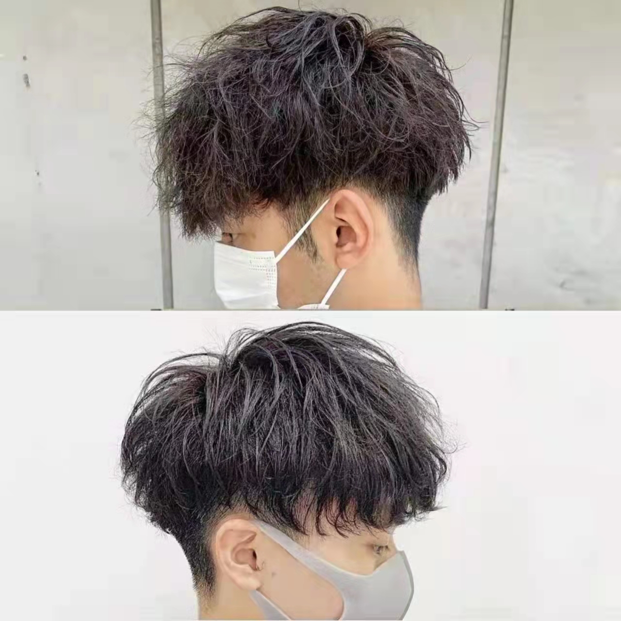 摩根烫头顶头发必须保留足够的长度,刘海偏长一些,这