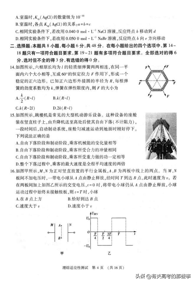 2019年河南省普通高中毕业班高考适应性测试（理综）