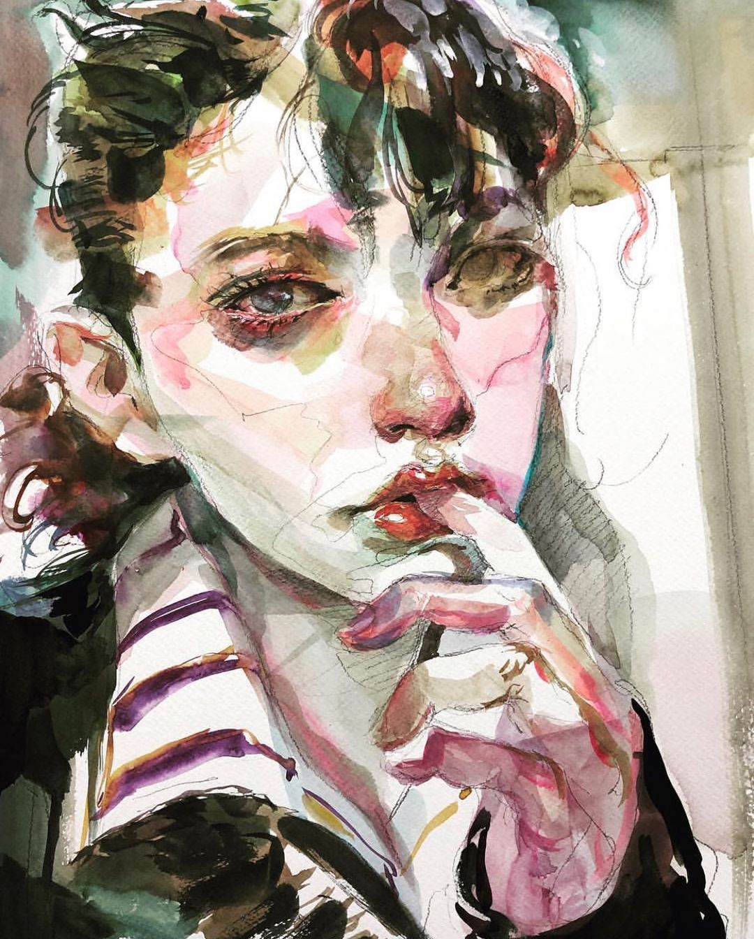 个性十足丨韩国水彩画家随意性的水彩画人物