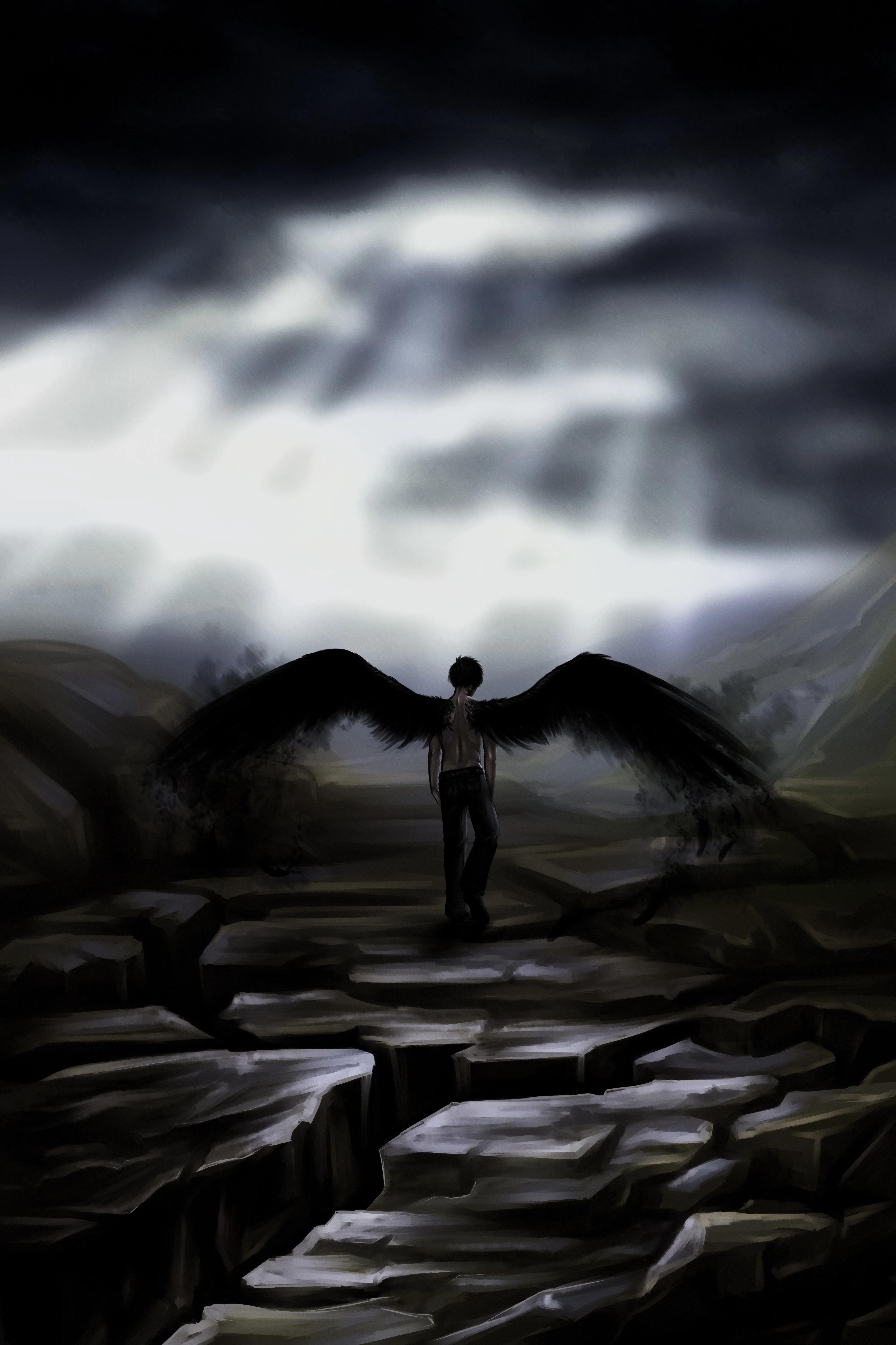 4k壁纸|天使与恶魔,即使背负黑色的翅膀,也要飞向天堂,飞向你