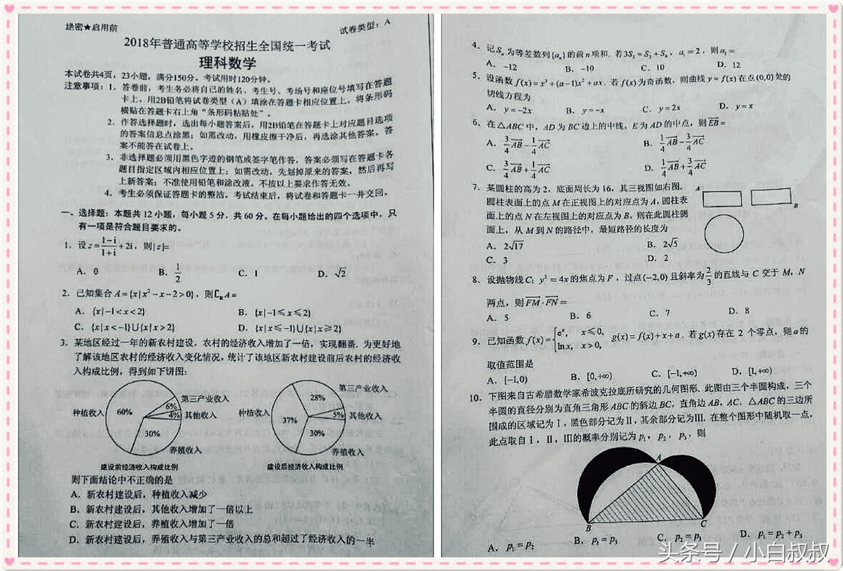 高考：全国文理科数学一卷，覆盖10个省份，难不难大家来判断