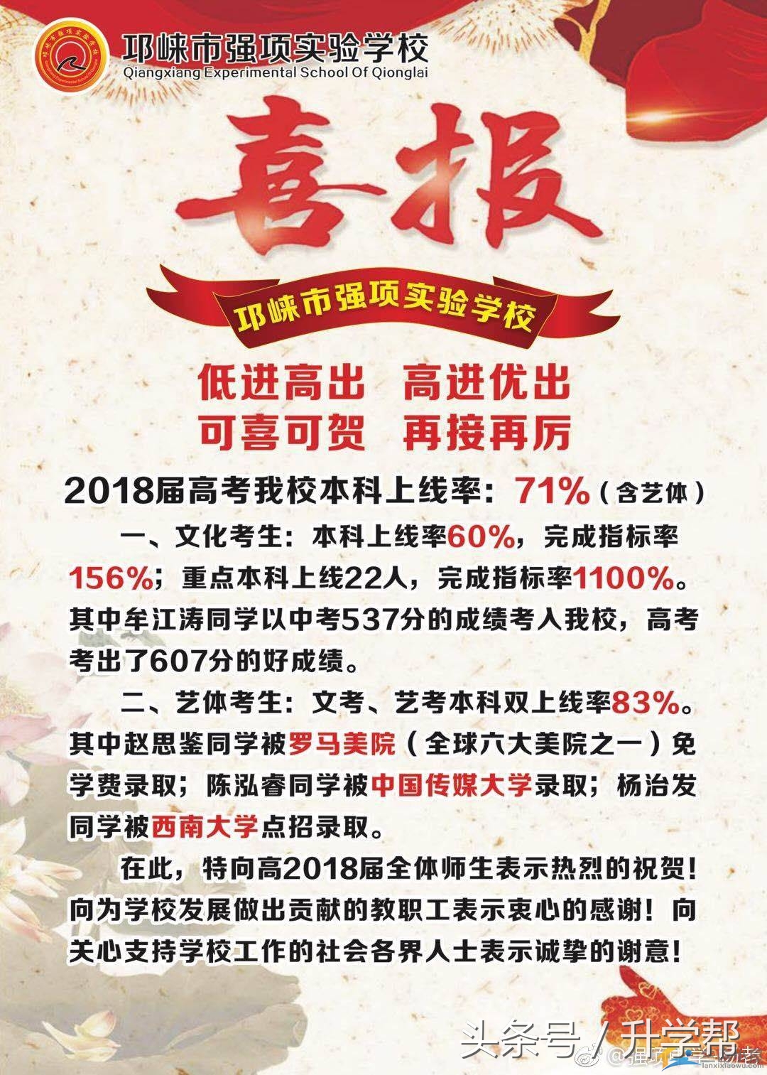成都中考必读I2018年成都各高中学校“高考喜讯”汇总