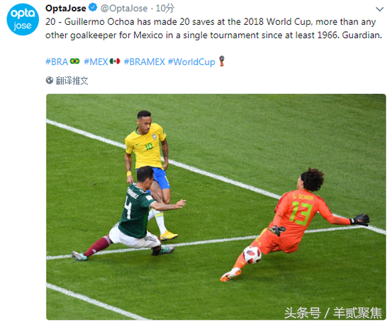 奥乔亚14世界杯(世界杯矛与盾的对决：4年恩怨对决，奥乔亚20次扑救难挡内马尔！)