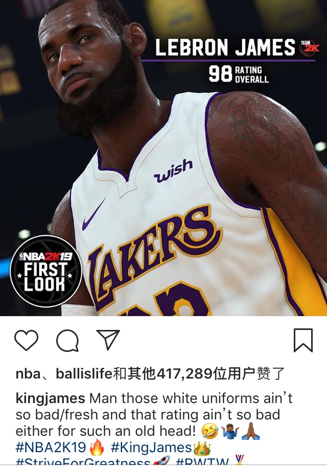 为什么我的nba2k这么糊(太逗！詹姆斯吐槽NBA2K19太逼真：为何我显得那么老)