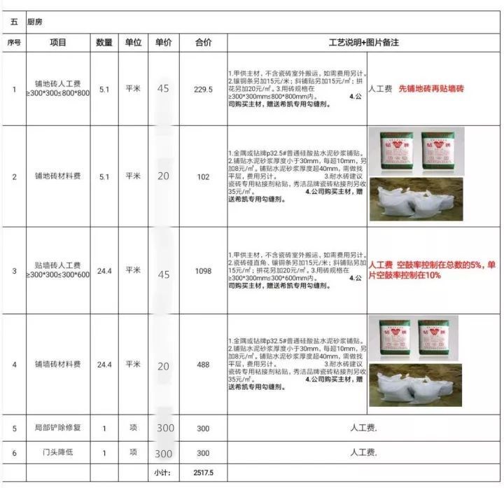 真真切切！透明装修报价单，含装修主材品牌+施工工艺