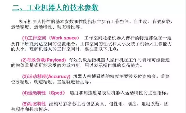 工业机器人的主要技术参数及控制技术