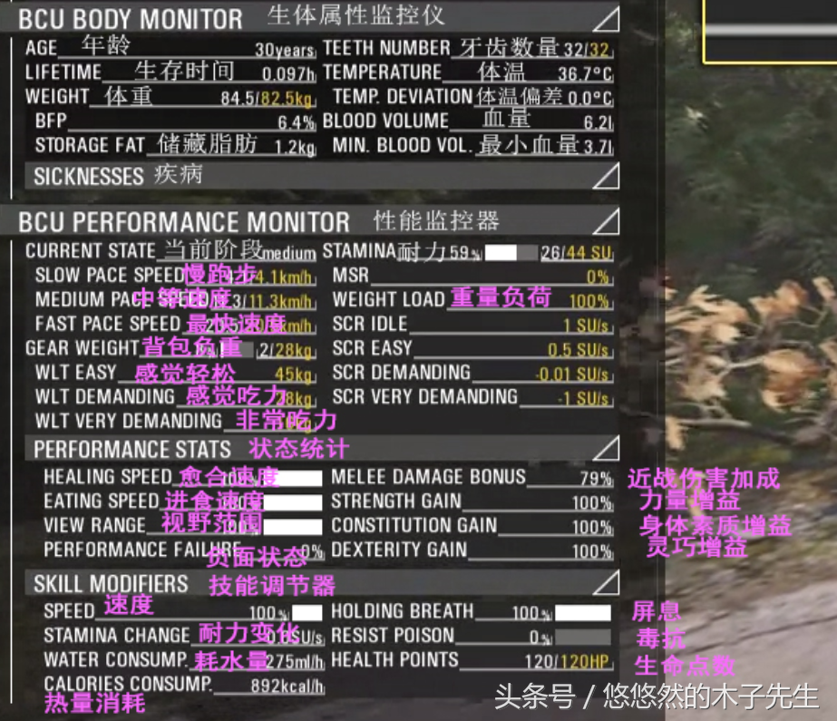 「人气拉粑粑游戏」人渣「SCUM」英文设置翻译（中文翻译高清图）