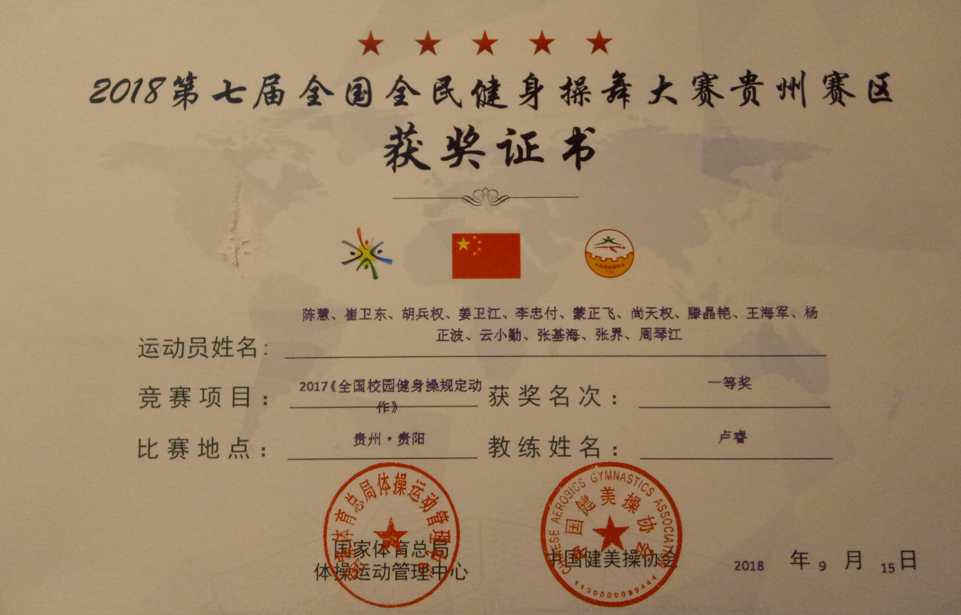 贵州民族大学人文科技学院健美操代表队收获满满！