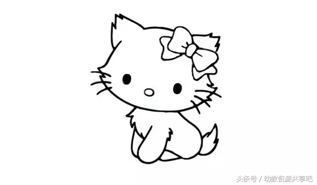 简笔画之戴着蝴蝶结的猫咪
