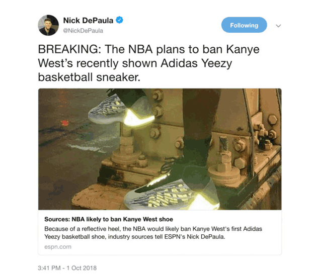 为什么nba球员必须穿椰子鞋(NBA禁止球员穿着Yeezy篮球鞋，还没发售就要凉凉？)