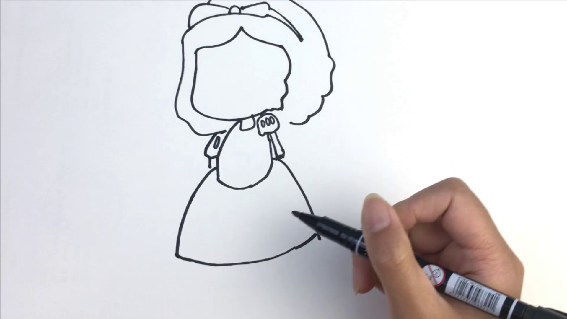 儿童简笔画教程：今天教大家画一个白雪公主~