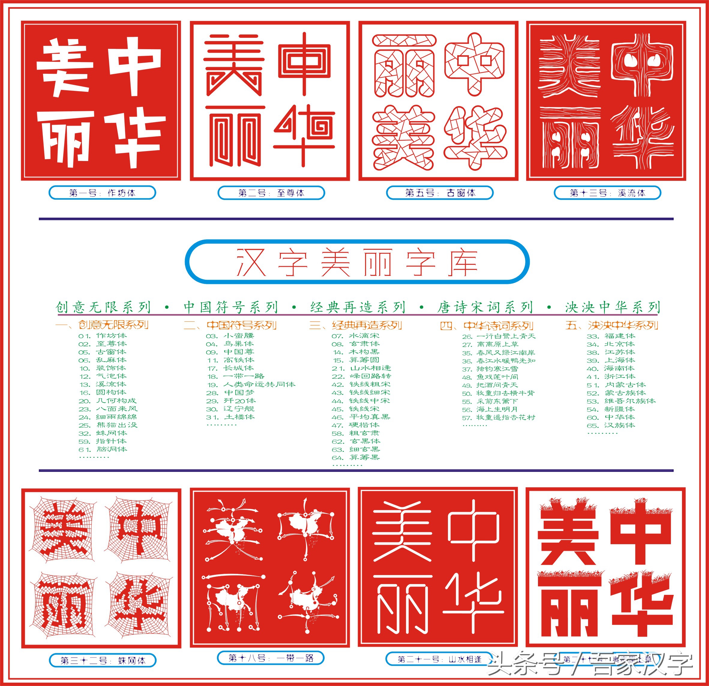 汉字美丽字库（4）：乱麻体（征联：麻乱心中念）水滴宋（征……）