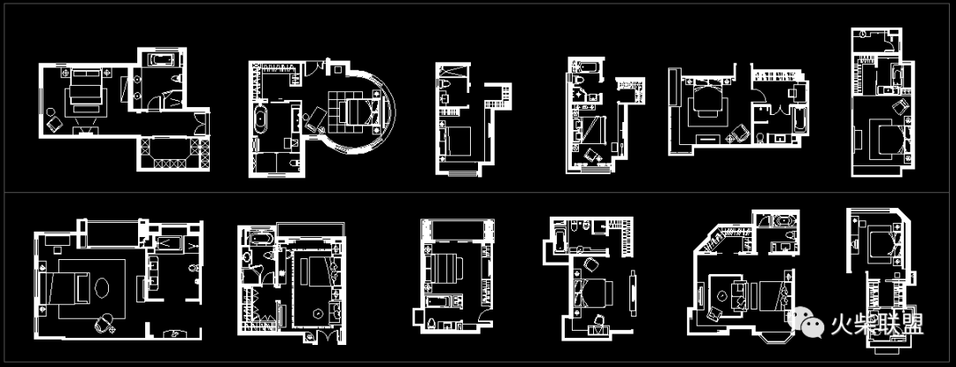 国内名师100套主卧平面格局CAD套图方案图库