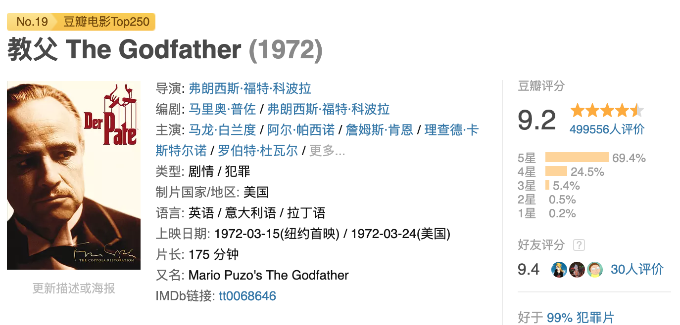 全世界公认最好的十部电影，第一名上榜多年无人撼动