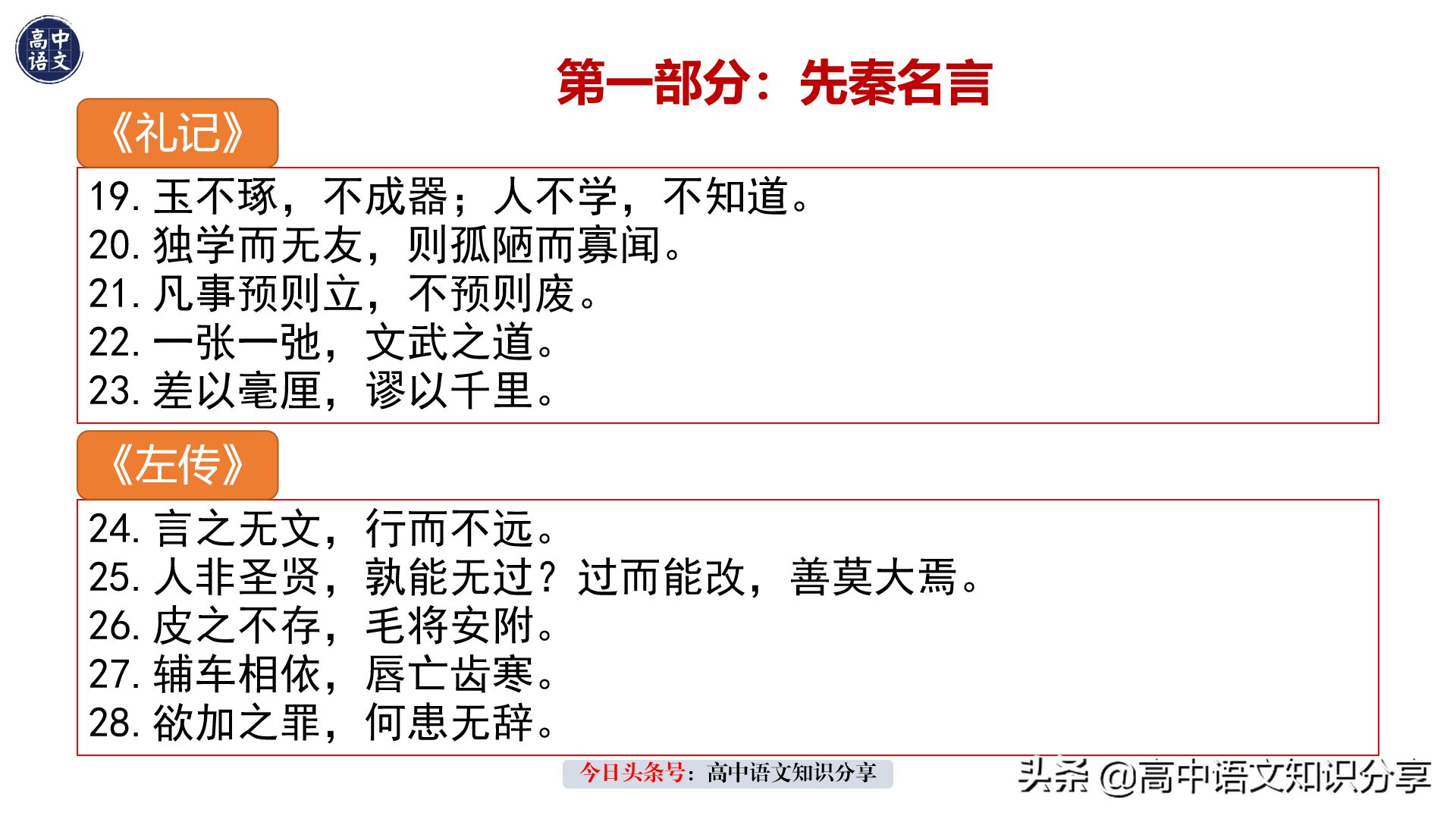 高中生必背的历朝历代名篇名句400句，先秦汉魏唐宋元明清近现代