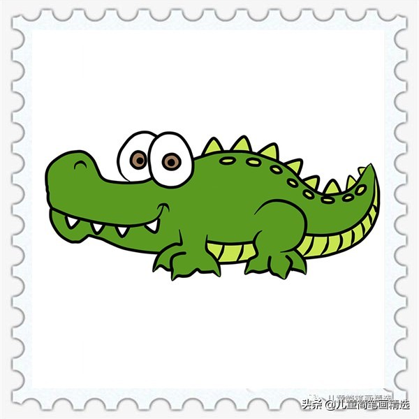 儿童简笔画精选-鳄鱼(Crocodile)的简笔画步骤