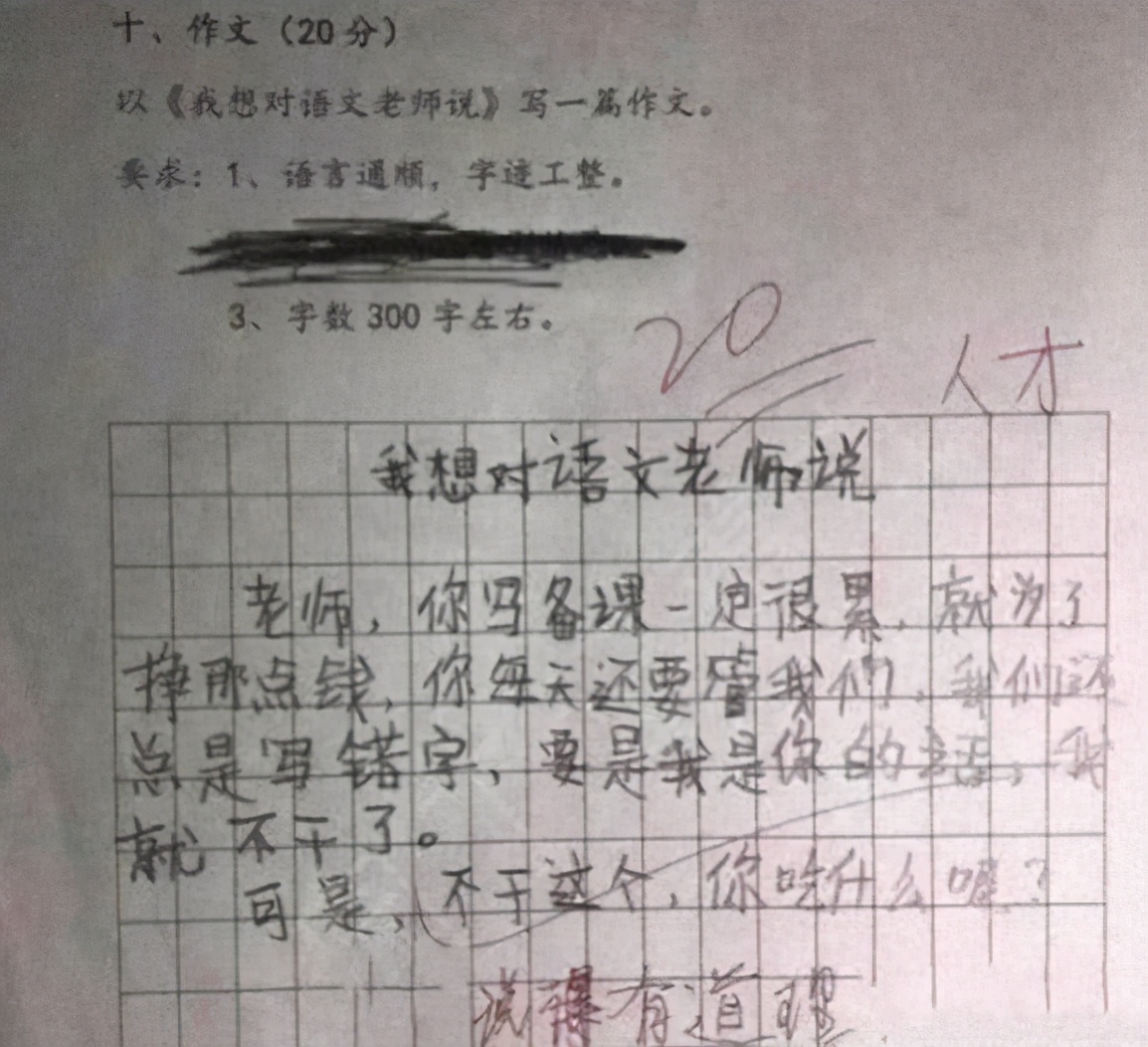 小學生“滿分作文”走紅，老師看完笑出眼淚，爸爸：家丑不可外揚