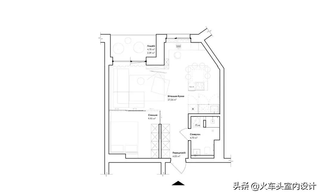 45㎡，舒适的单身公寓