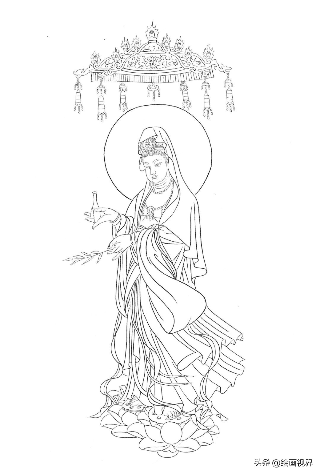 不会画白描线稿？其实画法很简单，老师都是这样画的，收藏学习